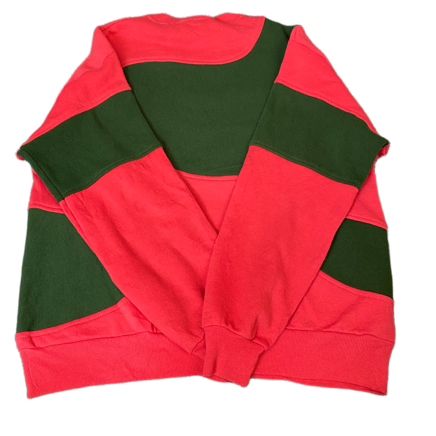 Nike Reworked Sweatshirt Mens L Red Green Embroidered Spellout Logo Vintage Y2K