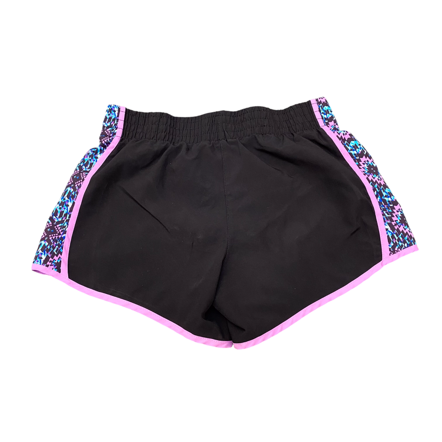 Running Sprinter Shorts Womens 25W Black Patterned Athletic Stretch Dolphin Hem