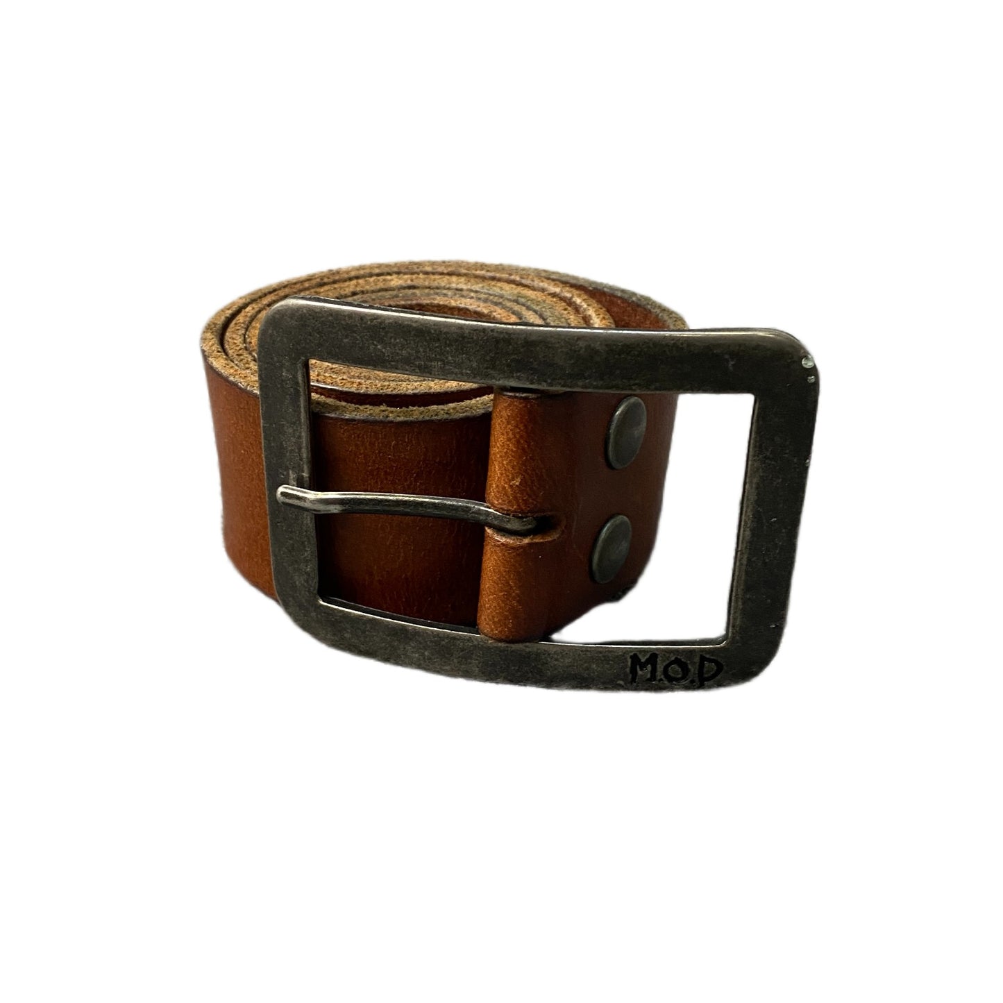 MOD Miracle of Denim Waist Belt Mens Brown Leather Silver Buckle 41.5 Inches