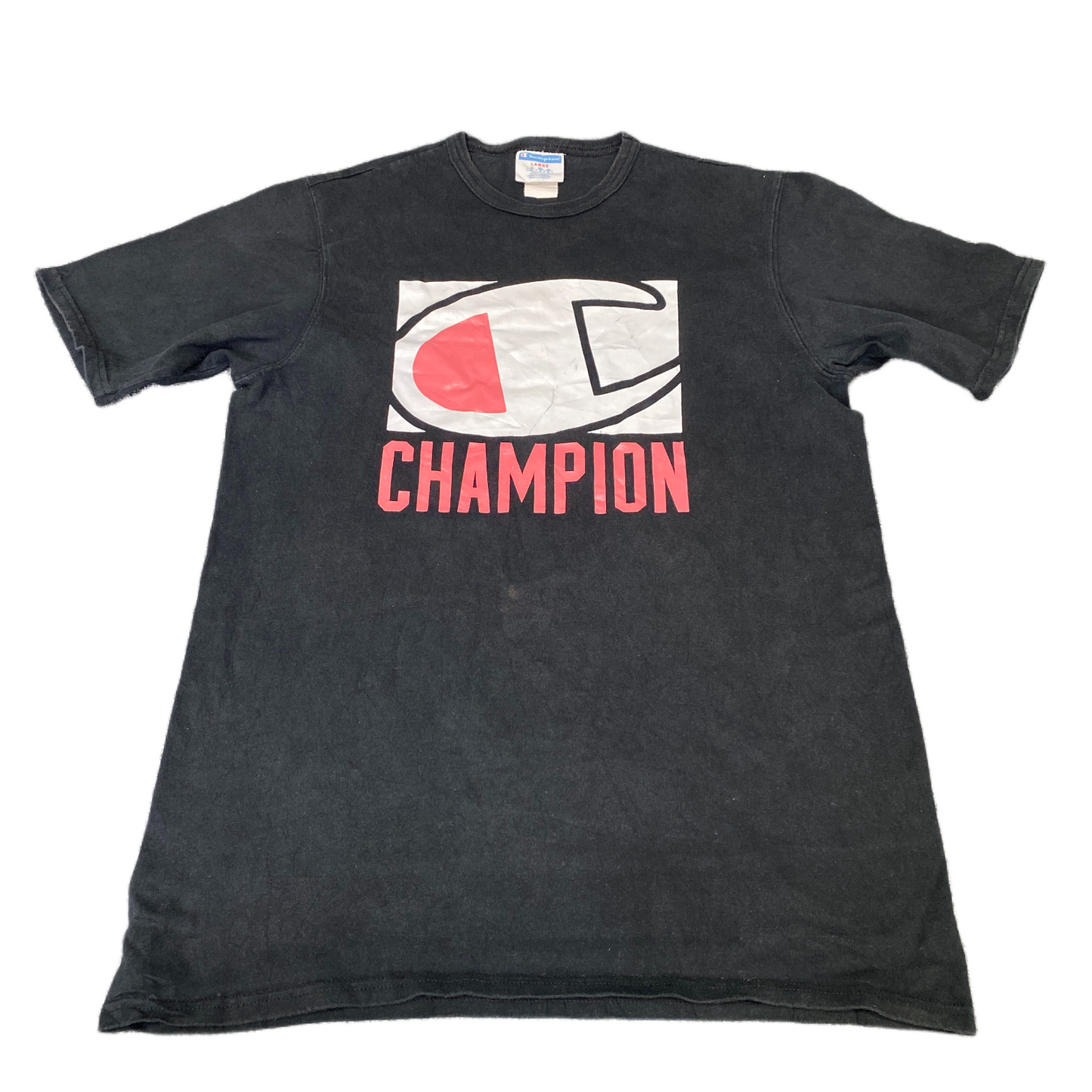Champion T-Shirt Mens Large Black Graphic Logo Short Sleeve Pullover Summer Tee