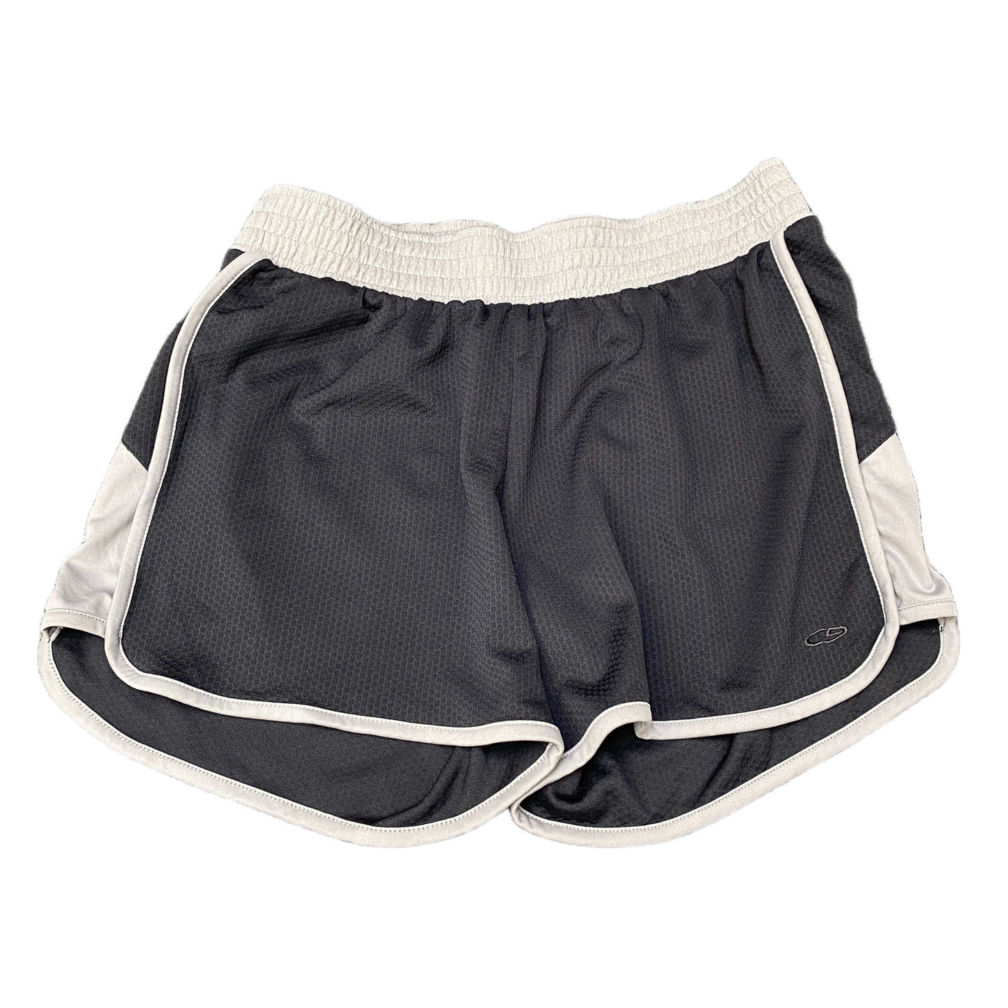 Running Shorts Womens S 28" Waist Black Grey Gym Training Dolphin Hem Pull On