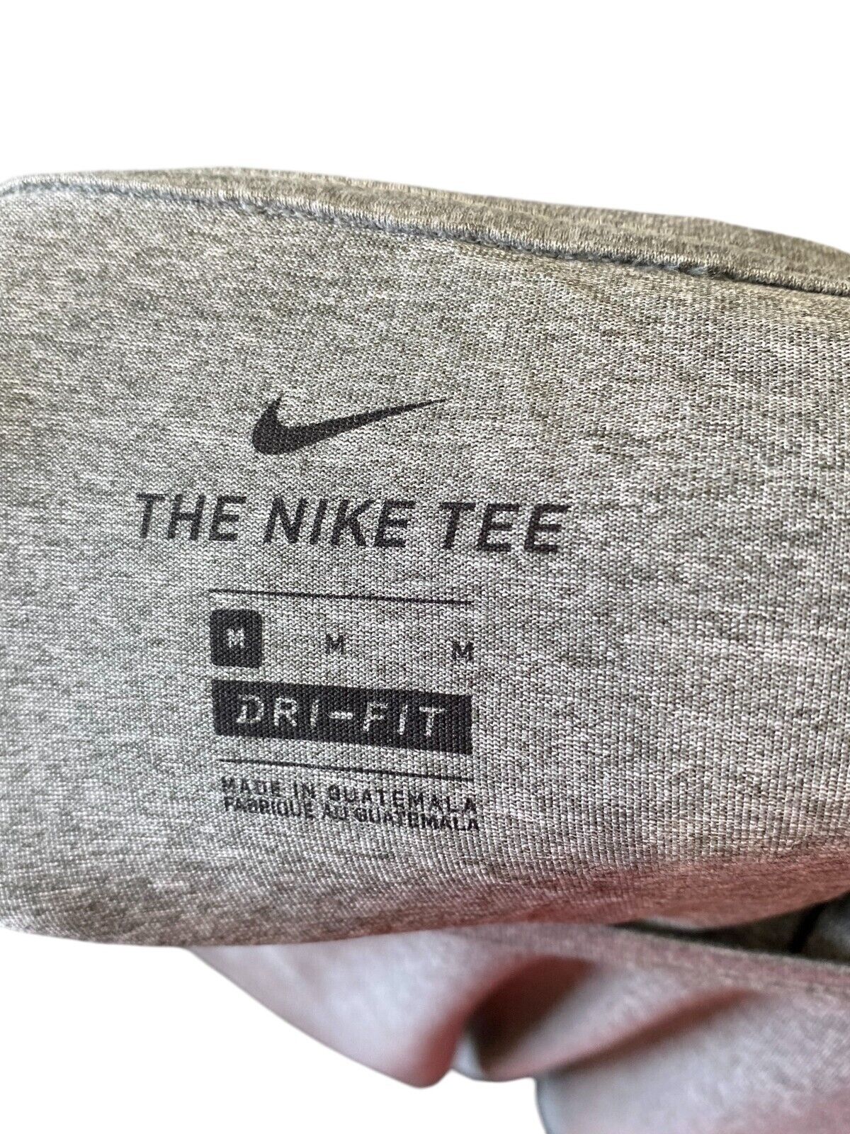 Nike T-Shirt Mens Medium Grey Dri Fit Classic Swoosh Logo Crew Neck Pullover Tee