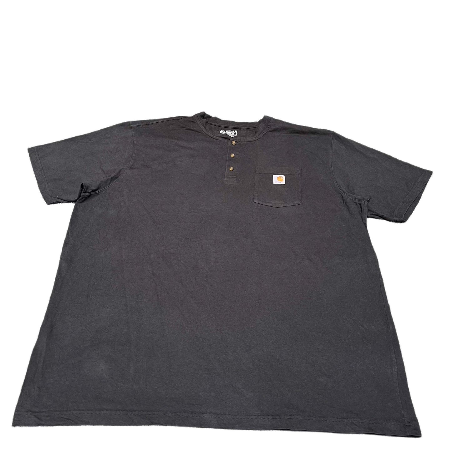 Carhartt Henley Pocket T-Shirt Mens XL Tall Black Loose Fit Short Sleeve Tee