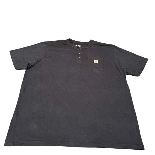Carhartt Henley Pocket T-Shirt Mens XL Tall Black Loose Fit Short Sleeve Tee