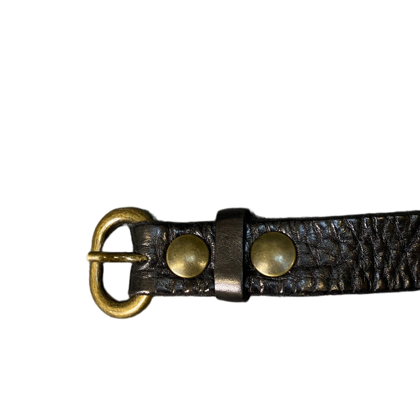 Reptile's House Waist Belt Womens Black Floral Leather Brass Buckle 39 Inches