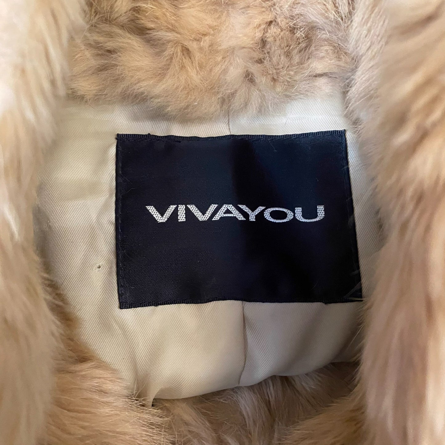 Vivayou Rabbit Fur Jacket Womens Medium Brown Fully Lined Cozy Warm Button Front