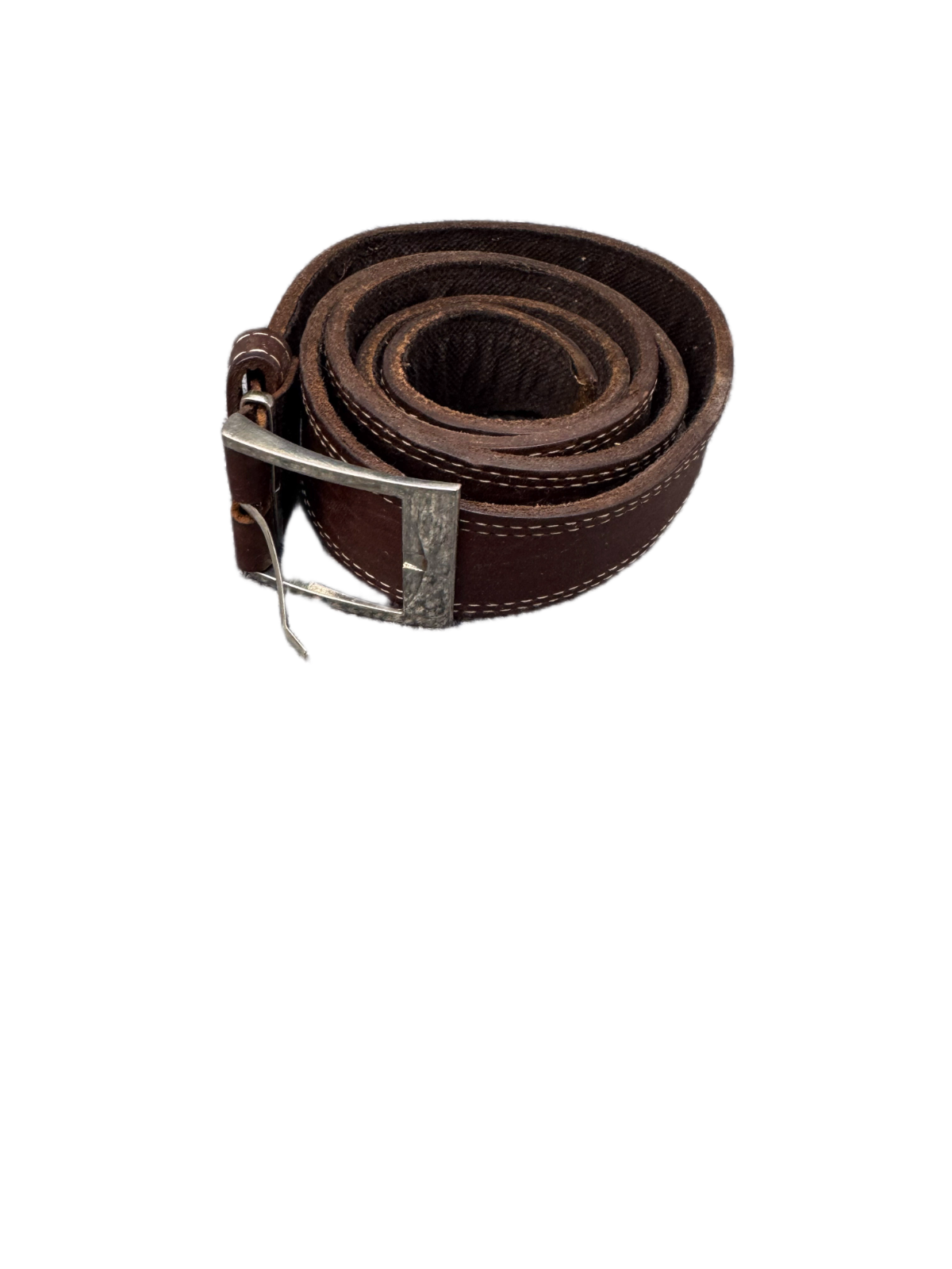 Waist Belt Mens Dark Brown Leather Adjustable Silver Pin Buckle 46.5 inches