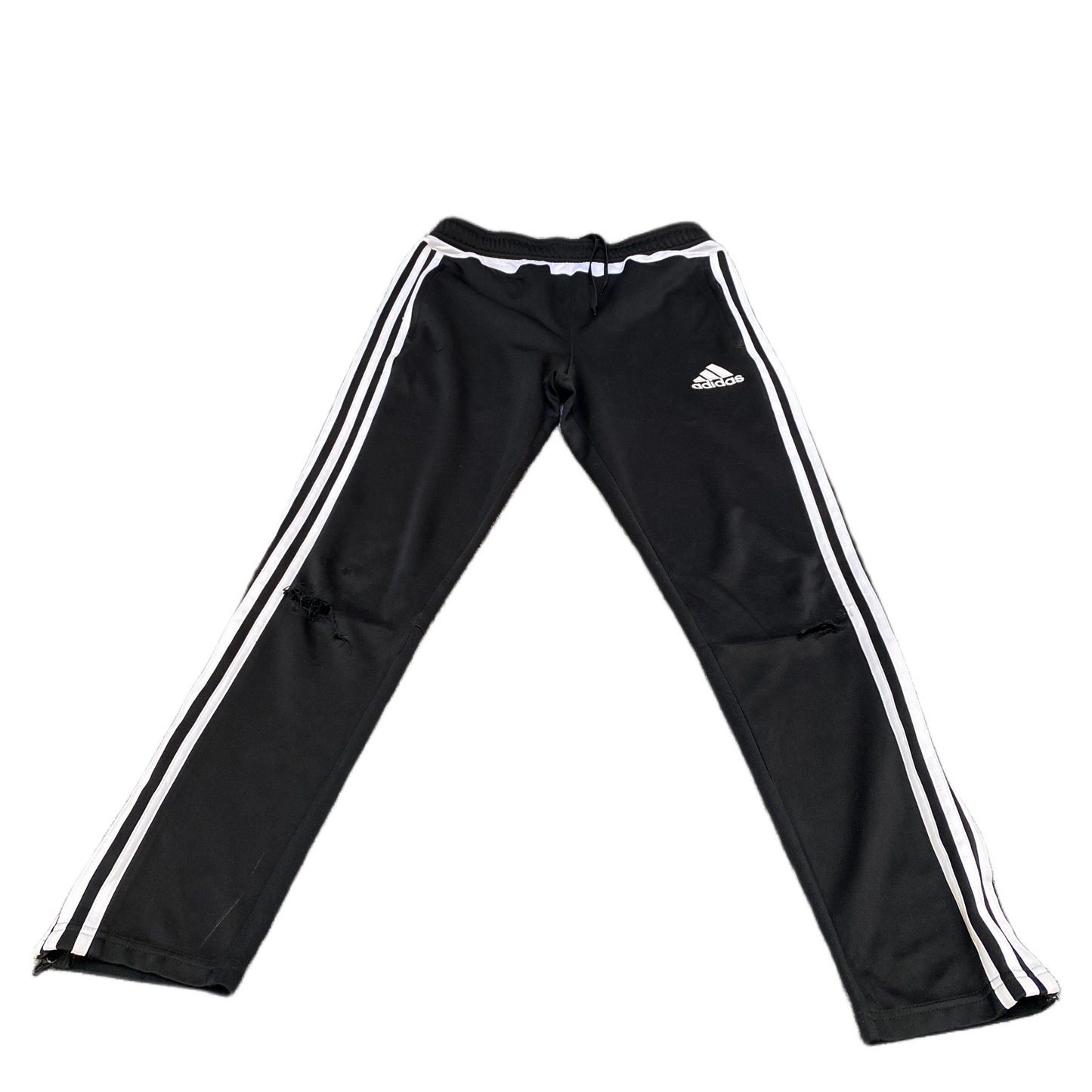 Adidas Track Pants Fits as Girls 26" Waist Black 3-Stripes Ankle Zip Trousers