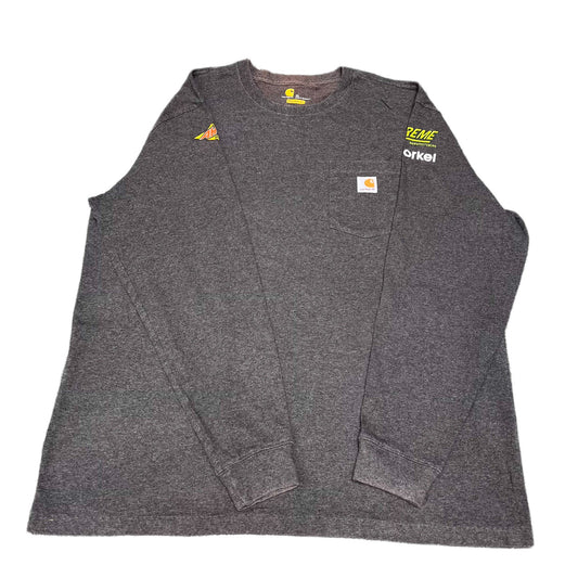 Carhartt Pocket T-Shirt Mens XL Dark Grey Original Fit Long Sleeve Workwear Tee