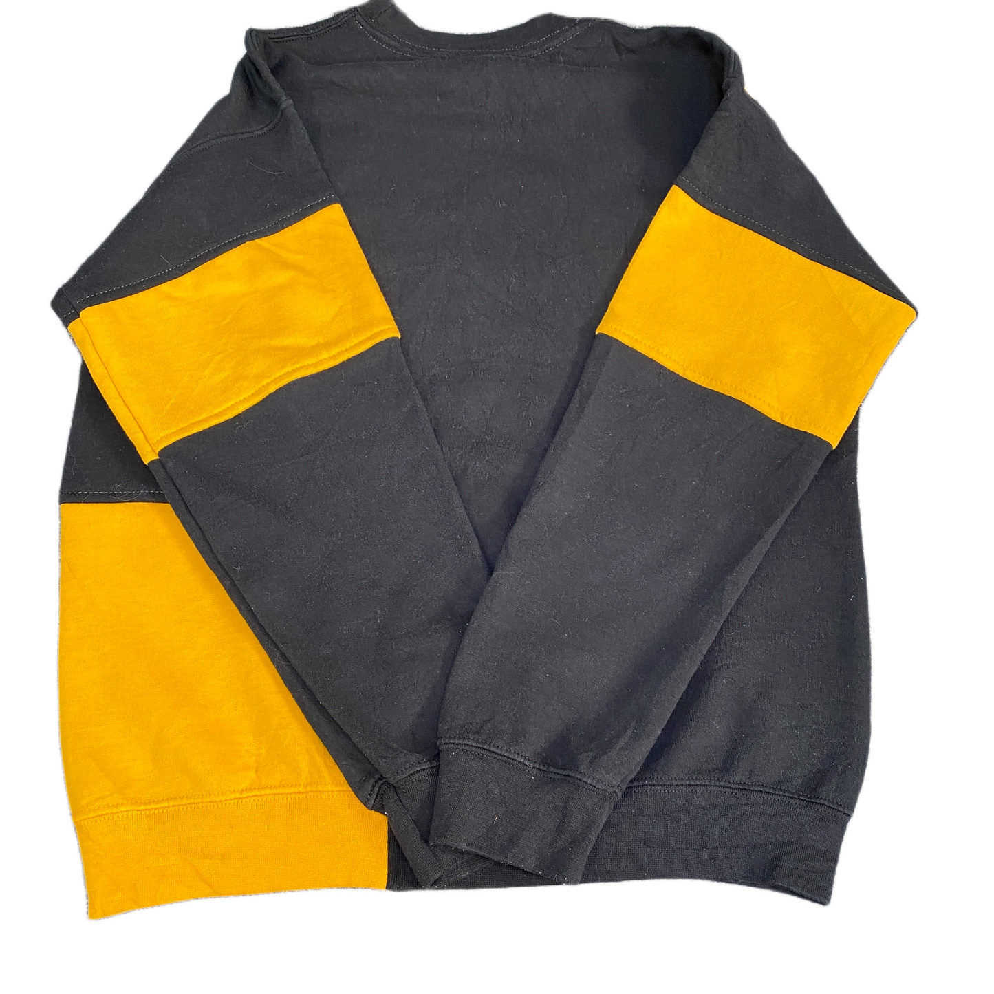 Nike Reworked Sweatshirt Mens M Yellow Black Embroidered Spellout Logo Vtg Y2K