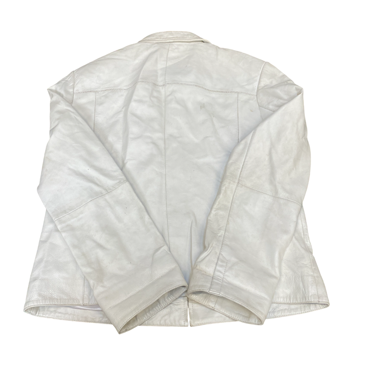 Aygill's Leather Jacket Womens Medium White Lined Long Sleeve Collared Full Zip