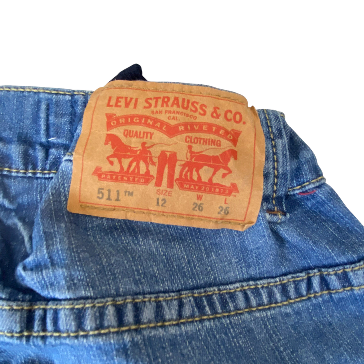 Levi's Jeans Womens 26W 26L Blue Denim Stretch Slim 511 Straight Leg Waistband