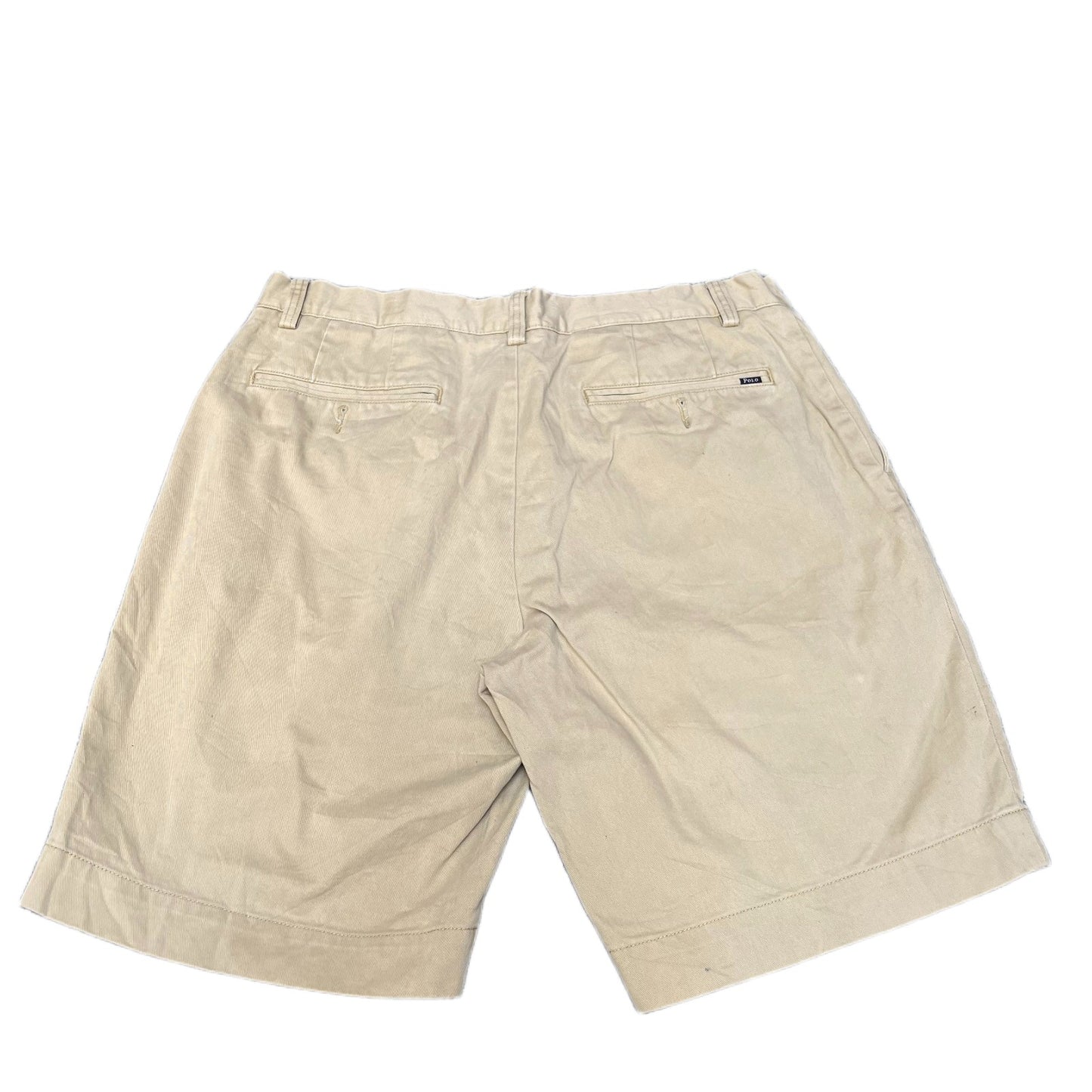 Polo Ralph Lauren Shorts Fits as Mens L 33" Waist Beige Slash Pocket Flat Front