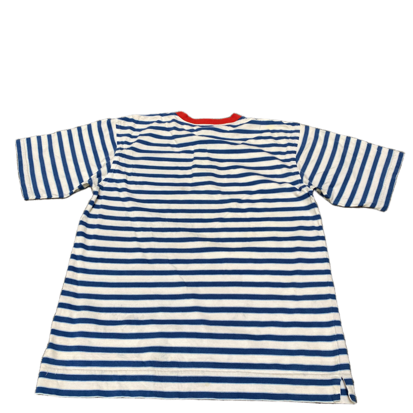 Tommy Hilfiger Polo Shirt Mens S White Blue Striped Side Slit Golf Performance