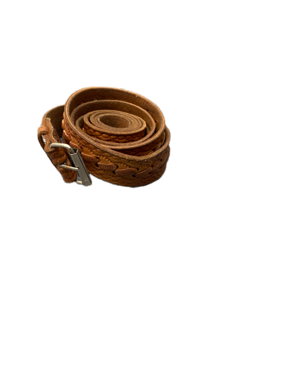 Western Belt Mens Brown Leather Adjustable Silver Roller Pin Buckle 50 inches