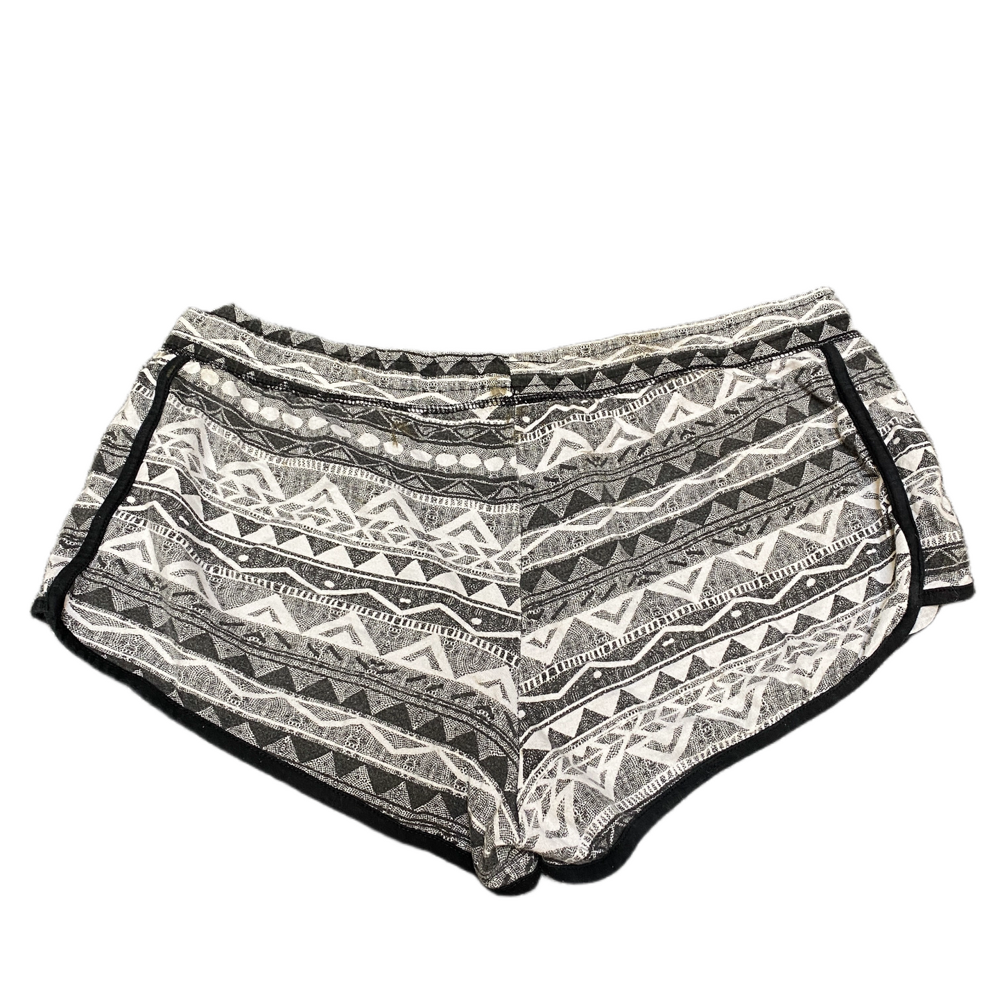 Running Sprinter Shorts Women L 32" Waist Black White Patterned Athletic Workout