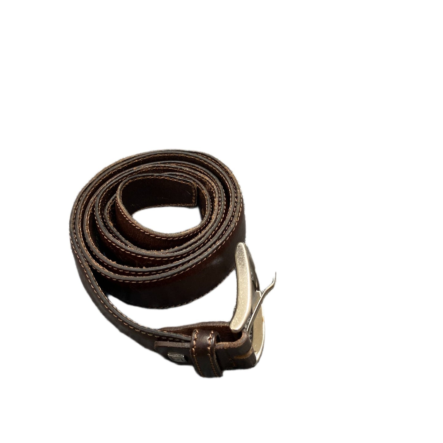Vero Cuoio Waist Belt Men Brown Leather Adjustable Silver Pin Buckle 53 Inches