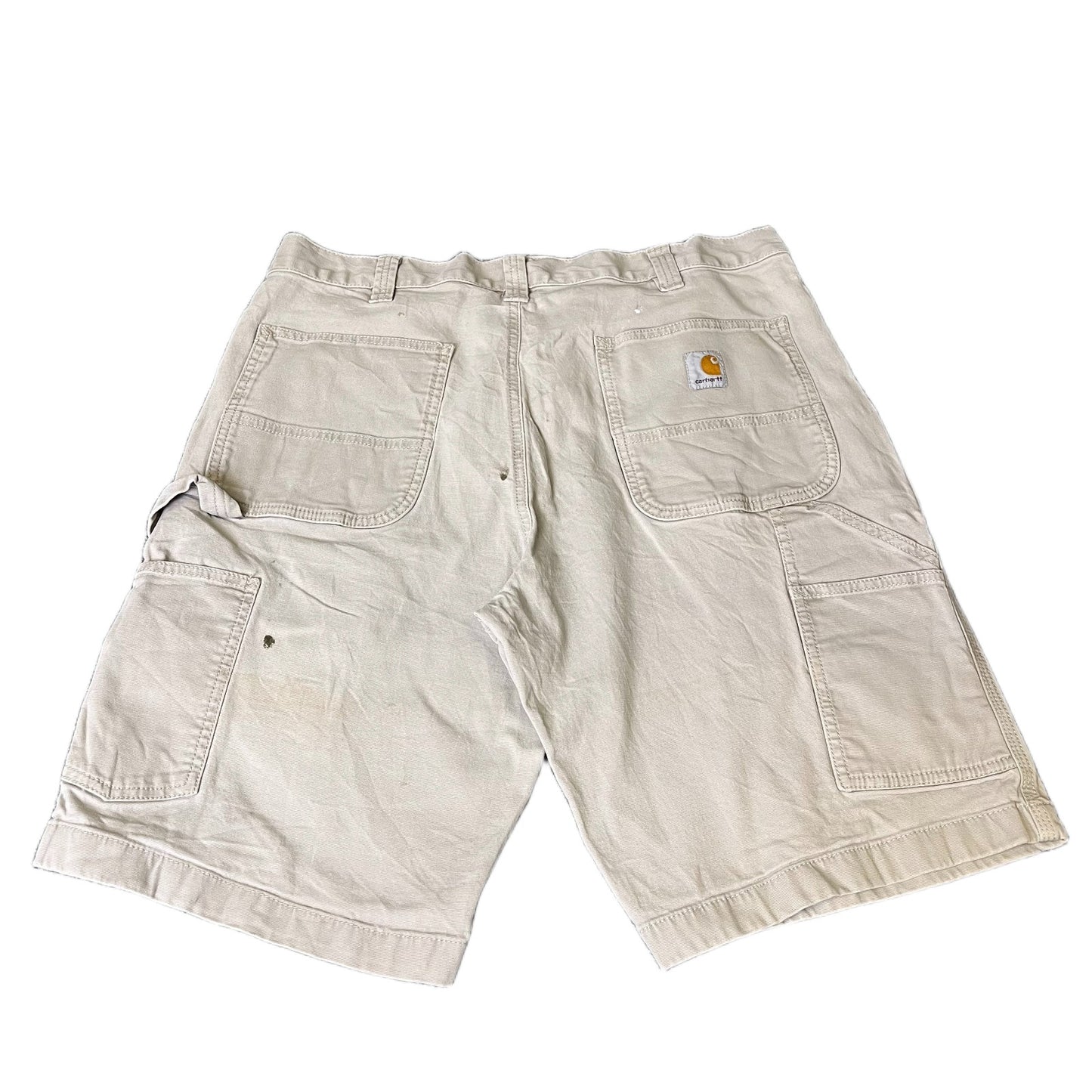 Carhartt Canvas Cargo Work Shorts Fits as Mens XL 36" Waist Beige Relaxed Fit