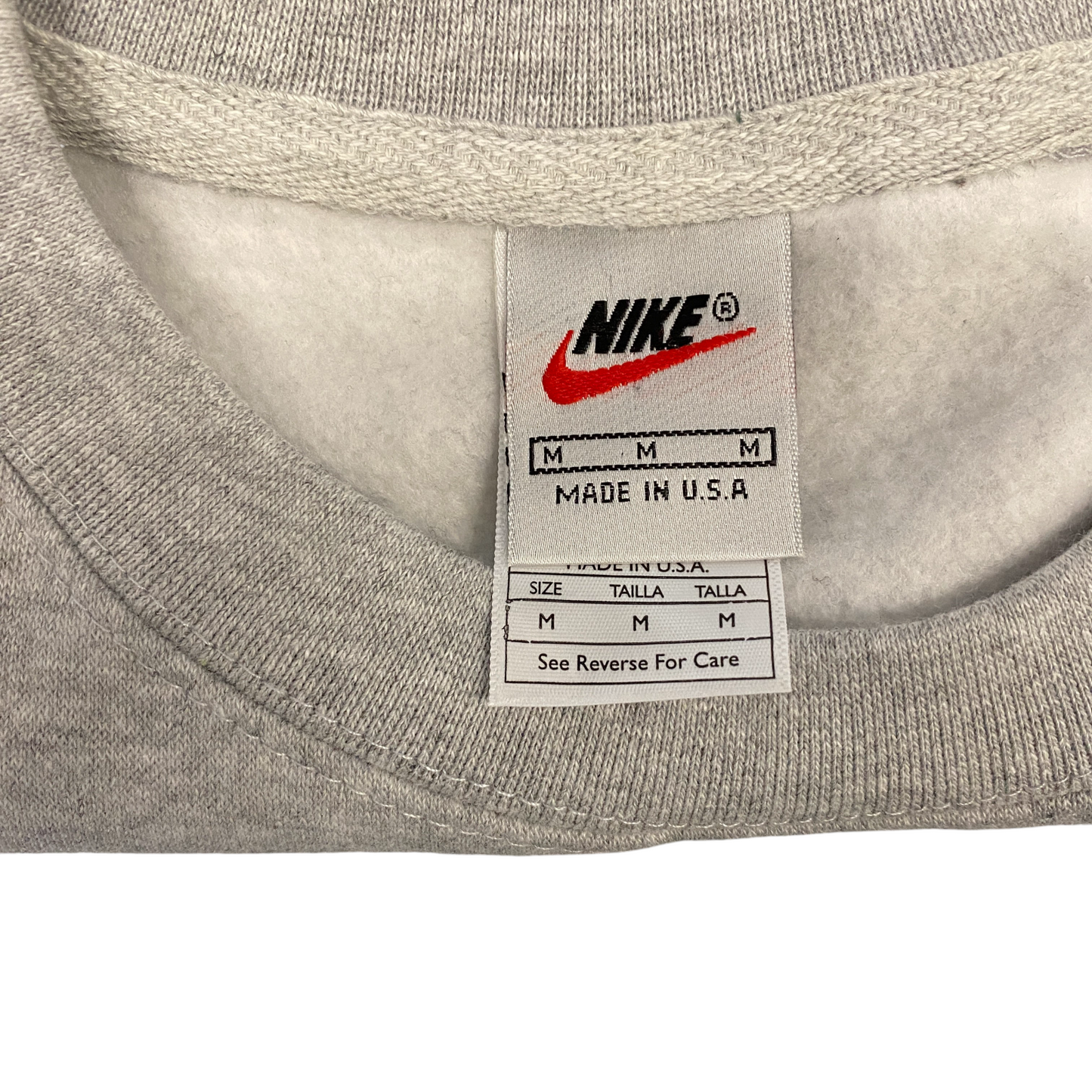 Nike Reworked Sweatshirt Mens Medium Grey Embroidered Spellout Logo Vintage Y2K