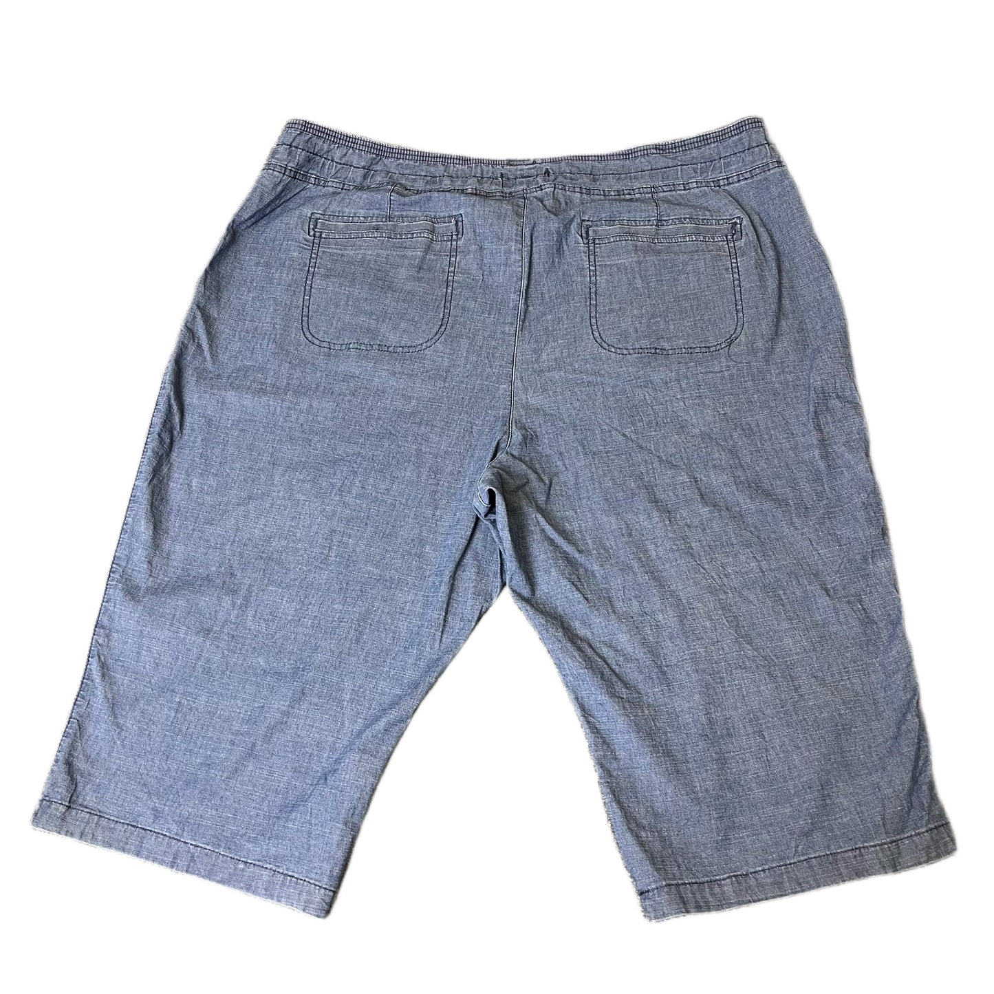 Lee Capri Shorts Fits as Womens 2XL 43" Waist Blue Relaxed Fit Mid Rise Pull On