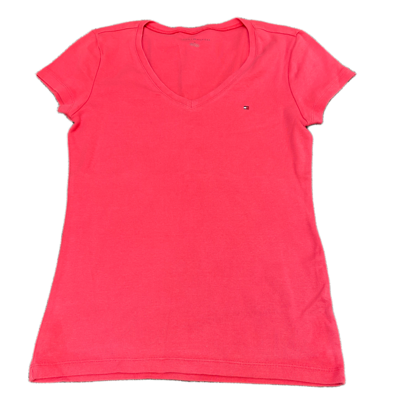Tommy Hilfiger Basic Shirt Womens Medium Pink Regular Fit Straight Hemline Tee