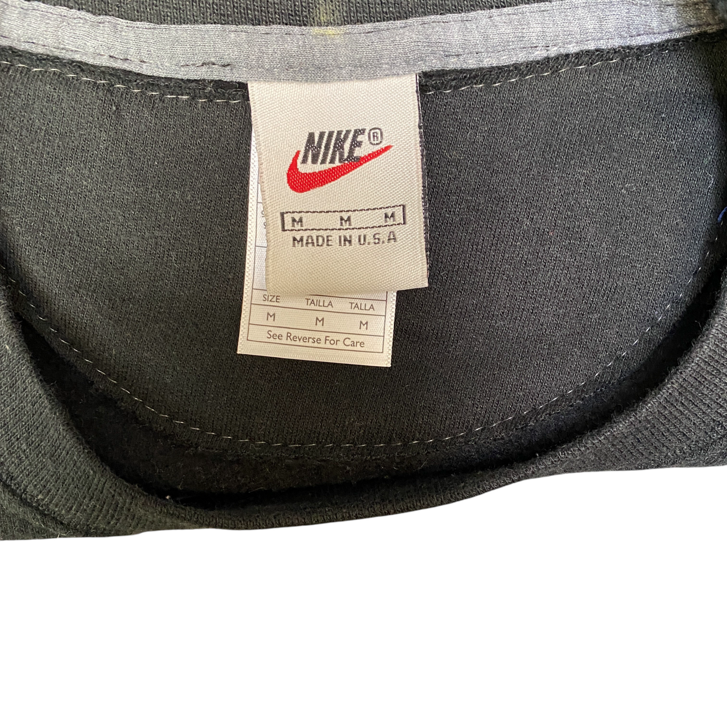 Nike Reworked Sweatshirt Mens M Black Blue Embroidered Spellout Logo Vintage Y2K