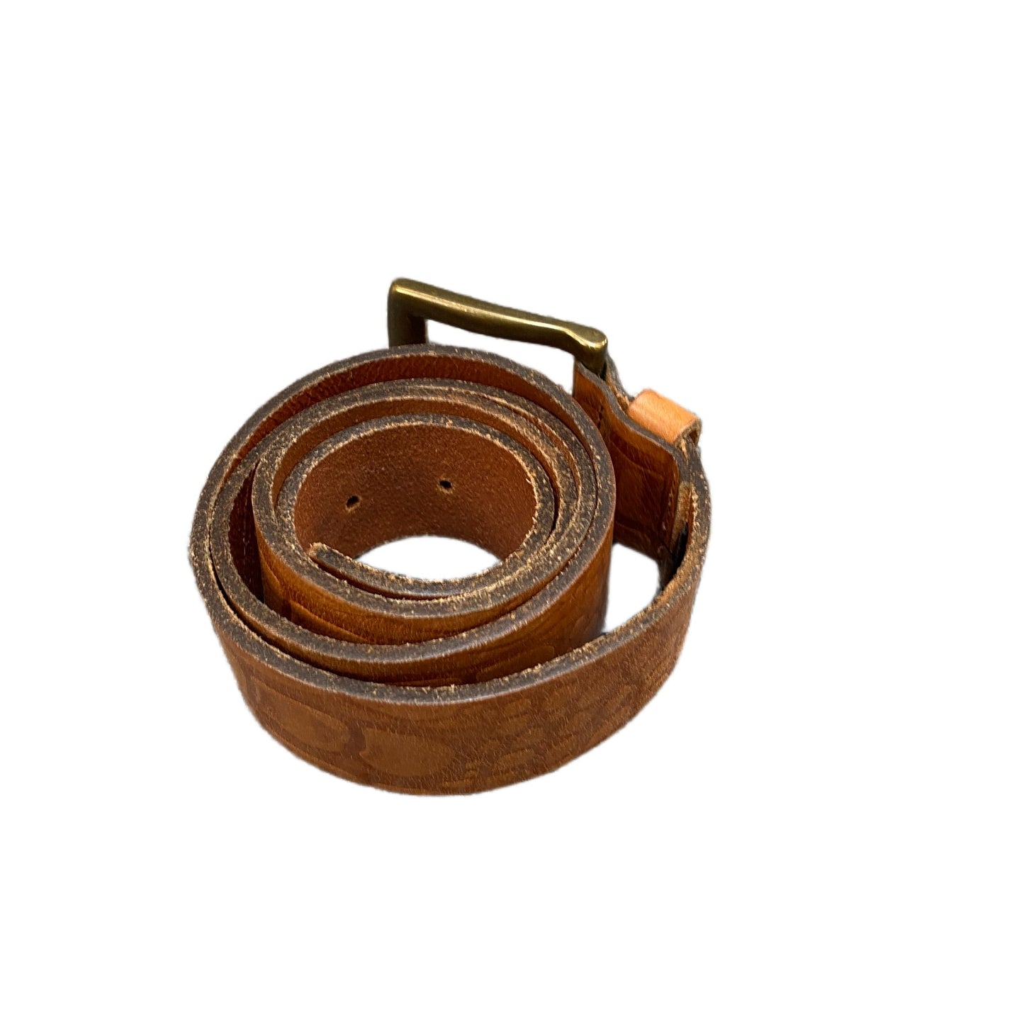 Pieces Waist Belt Mens Brown Leather Adjustable Brass Square Buckle 37.5 Inches