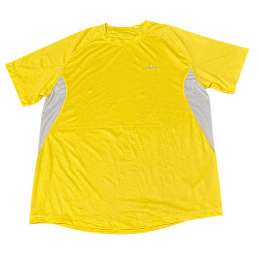 Reebook T-Shirt Men's M Yellow 100% Polyester Logo Raglan Sleeve Pullover Tee