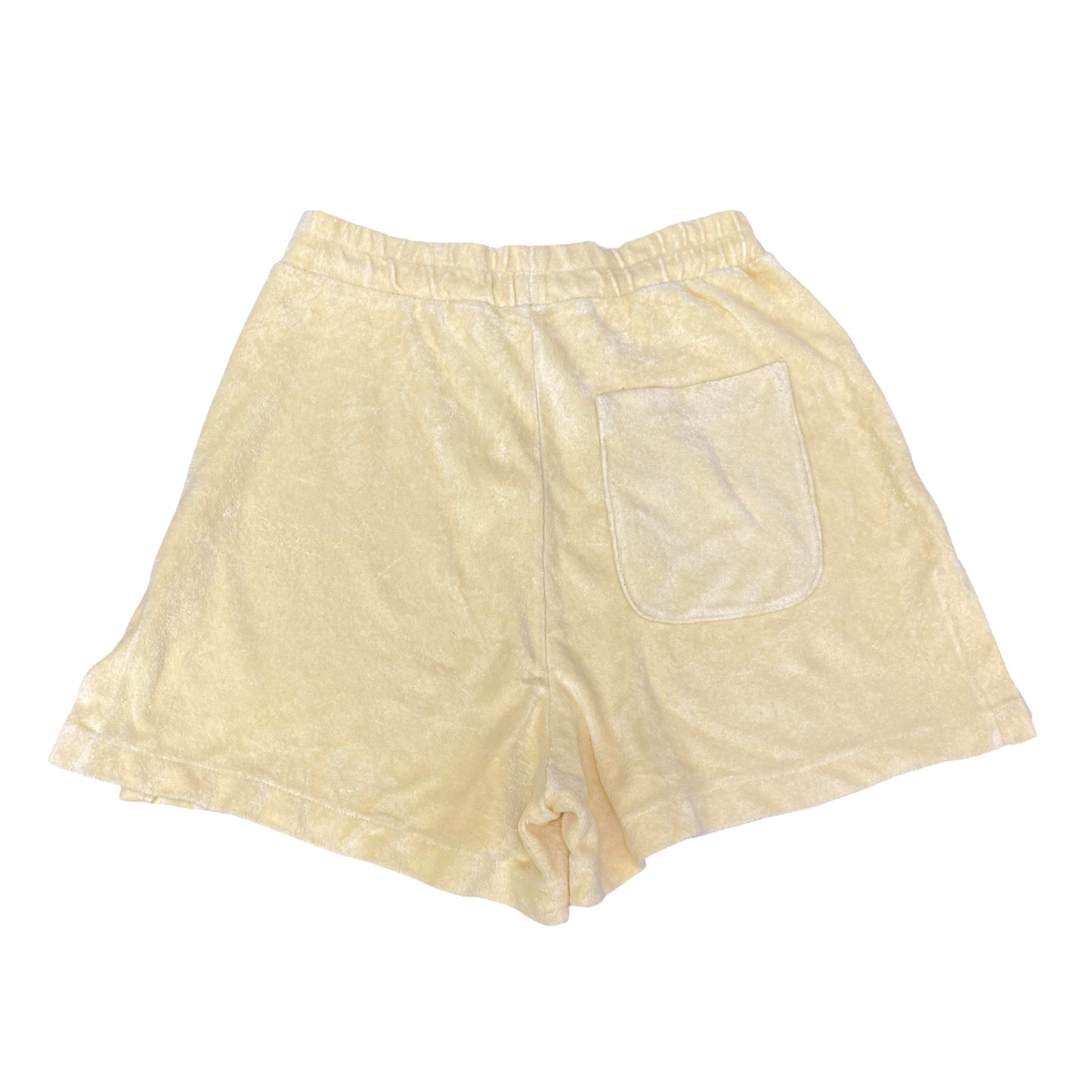 Sweat Shorts Womens Medium Yellow Comfort Regular Fit Drawstring Elastic Waist