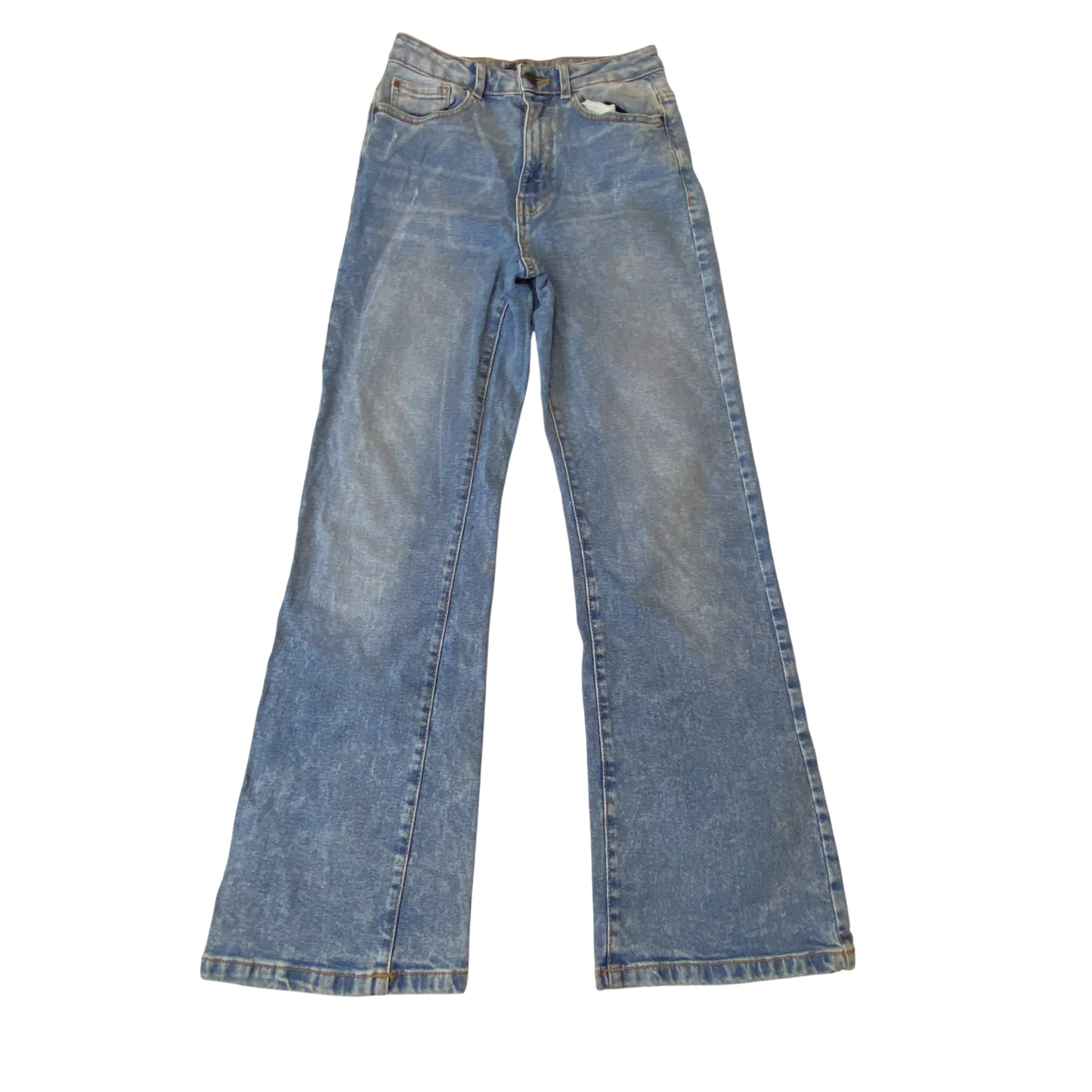 Kiabi Jeans Womens Small W24 L28 Blue Denim Acid Wash Bootcut Pockets Outdoor