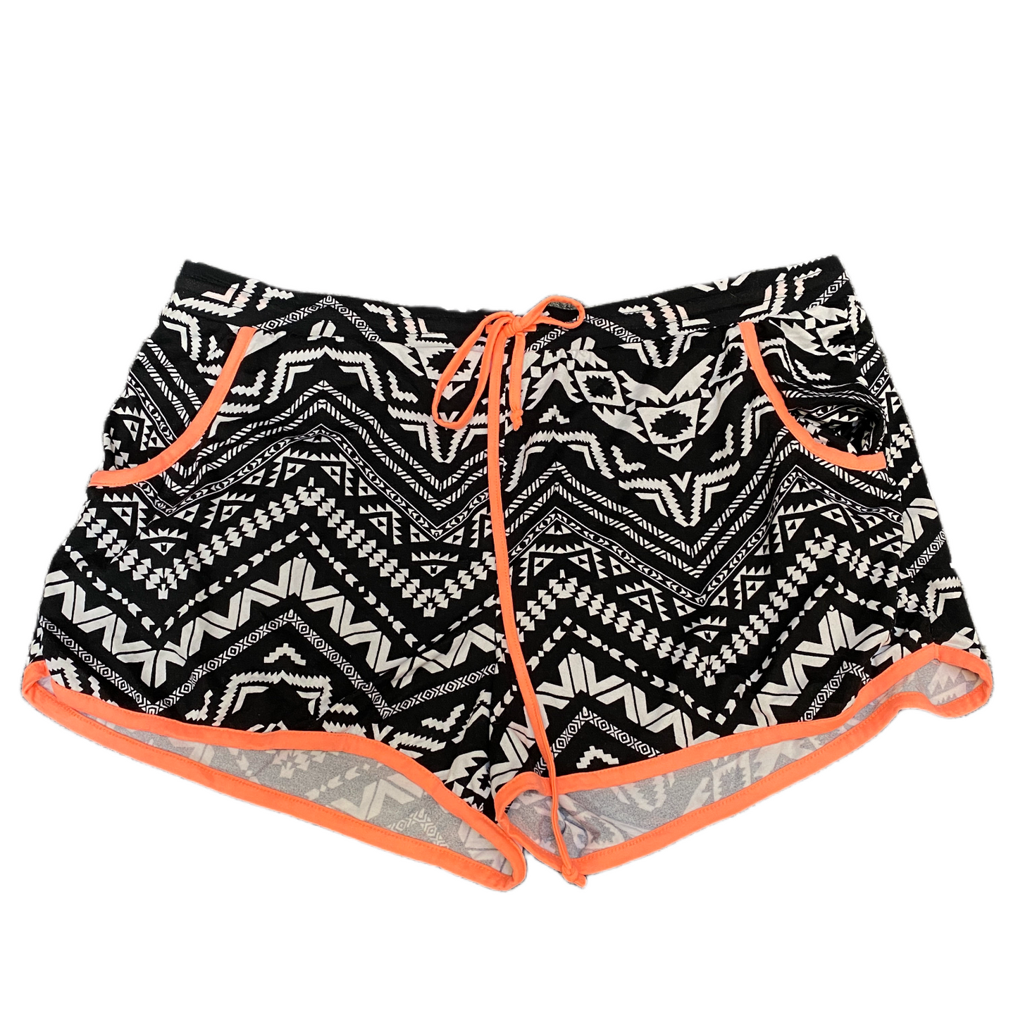 Running Sprinter Shorts Womens 2XL 37" Waist Black White Patterned Dolphin Hem