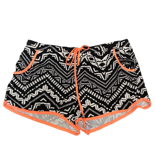 Running Sprinter Shorts Womens 2XL 37" Waist Black White Patterned Dolphin Hem