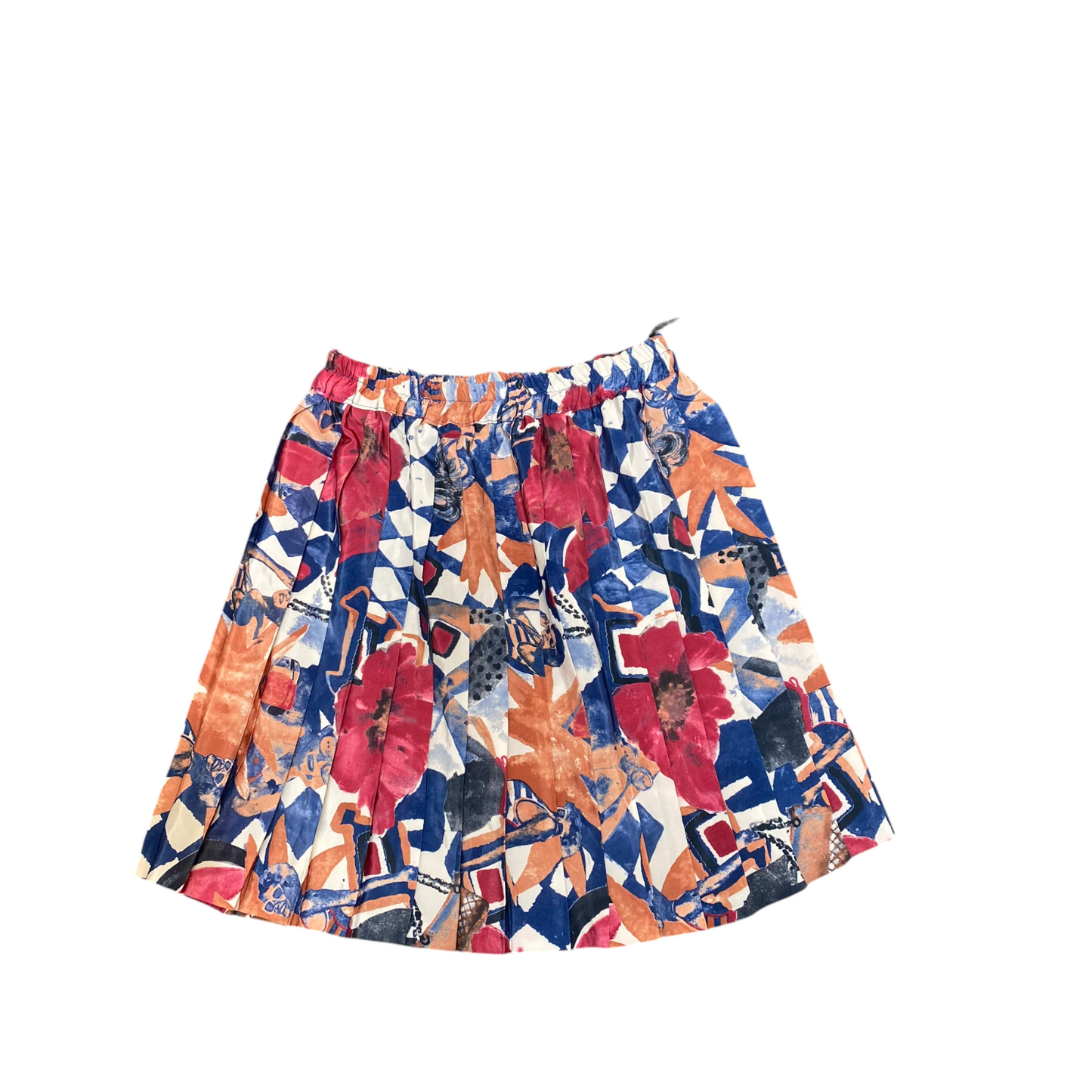 Antidot A Line Skirt Womens M Multi Abstract Pleated Elastic Waist Side Zip