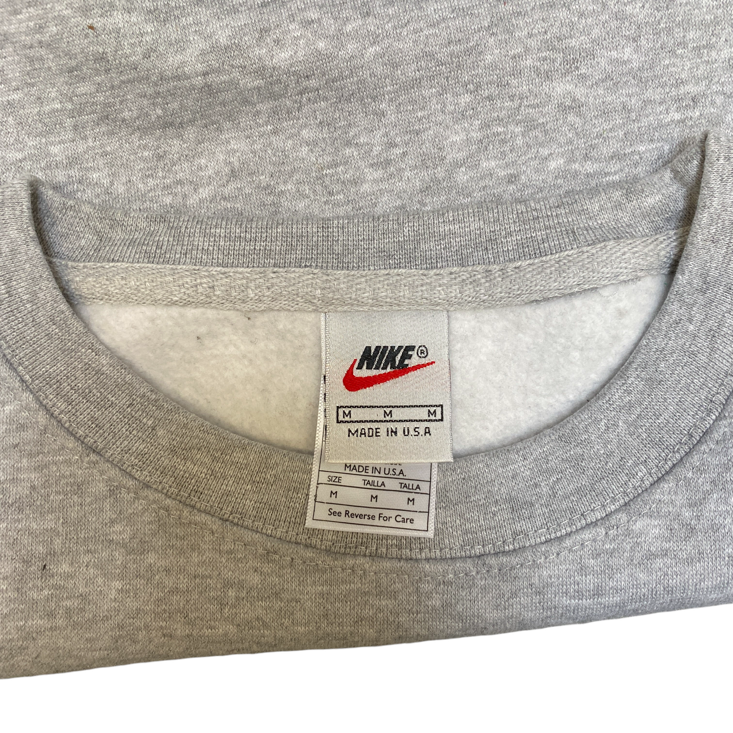 Nike Reworked Sweatshirt Mens Medium Grey Embroidered Spellout Logo Vintage Y2K