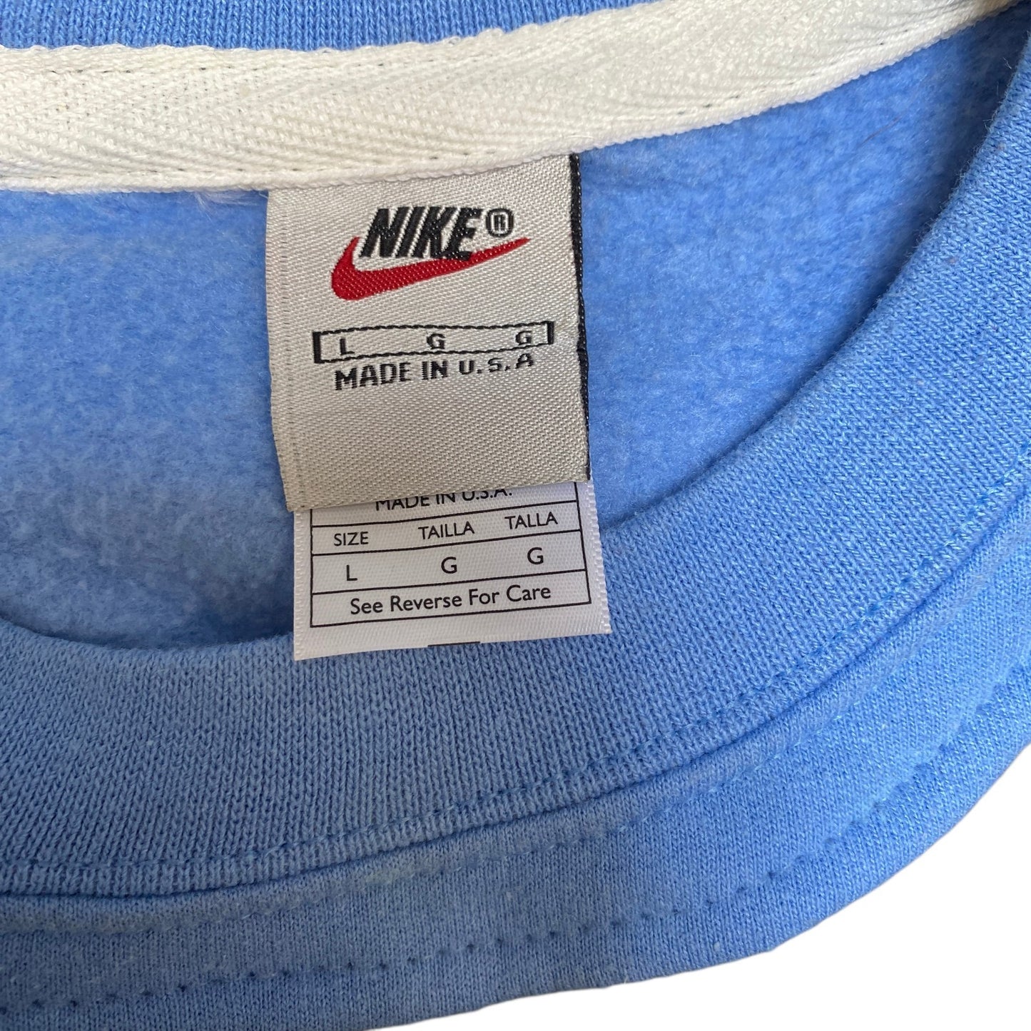 Nike Reworked Sweatshirt Mens L Black Blue Embroidered Spellout Logo Vintage Y2K