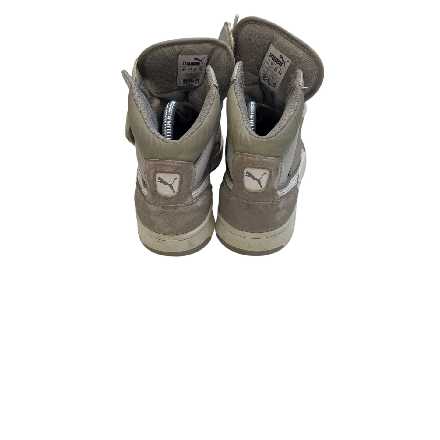 PUMA Rebound Street JR Casual Shoes Unisex Kids 4.5 Grey White High Top Lace Up