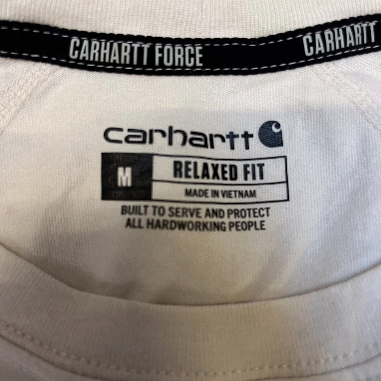 Carhartt Force Pocket T-Shirt Mens Medium White Relaxed Fit Short Sleeve Tee