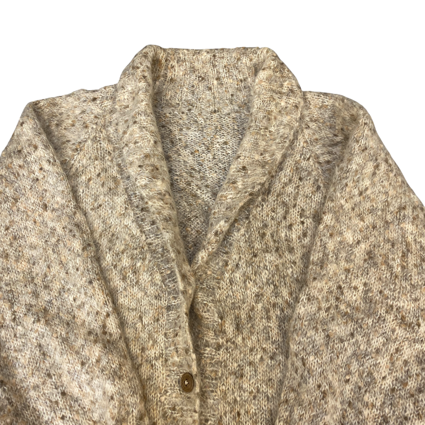 Womens Cardigan Jumper Large Beige Knitted Long Sleeve Shawl Collar Button Front