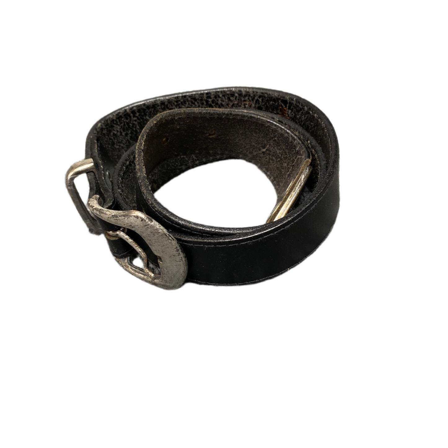 Waist Belt Mens Black Leather Adjustable Classic Silver Pin Buckle 30.5 inches