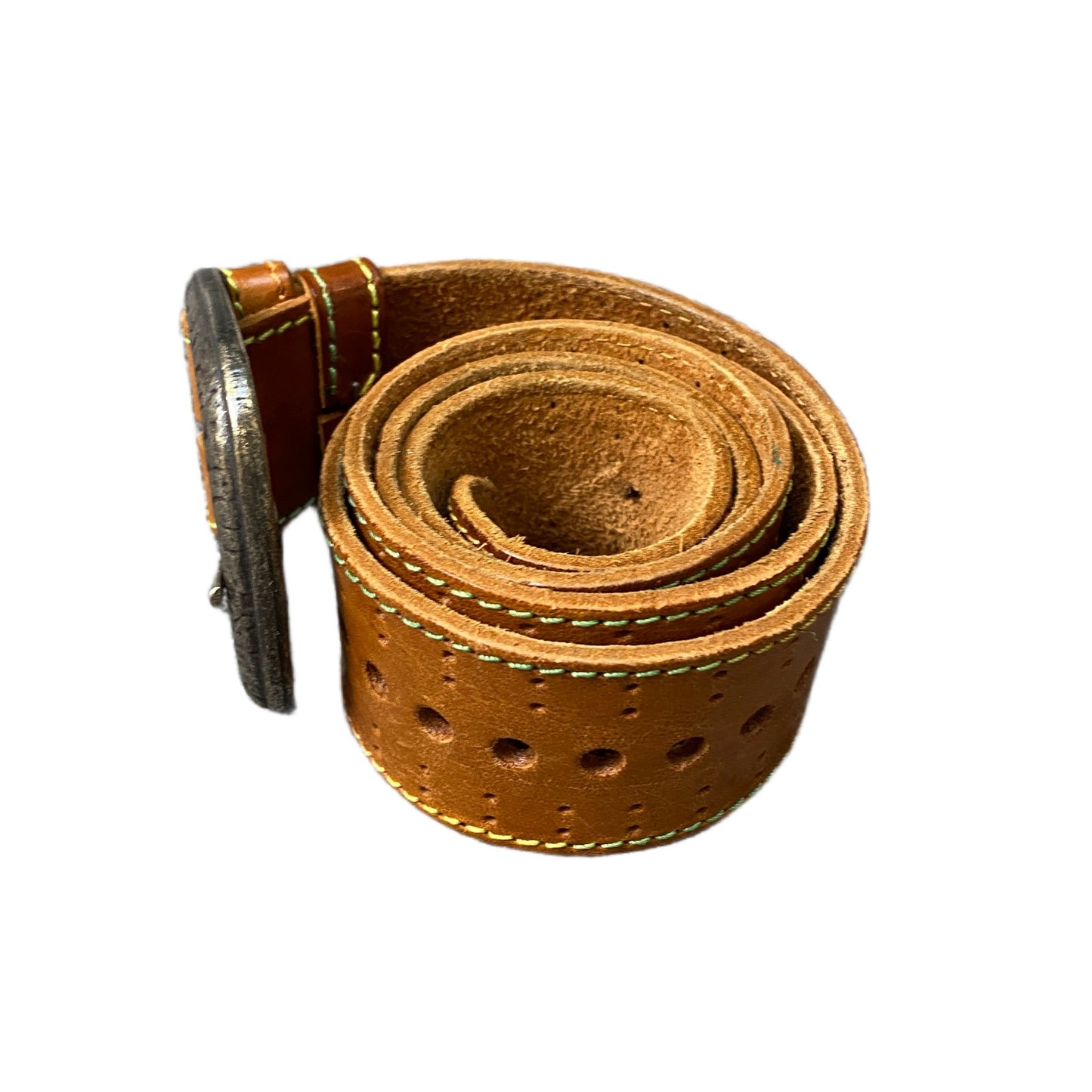 Waist Belt Mens Brown Genuine Leather Adjustable Silver Pin Buckle 37 Inches
