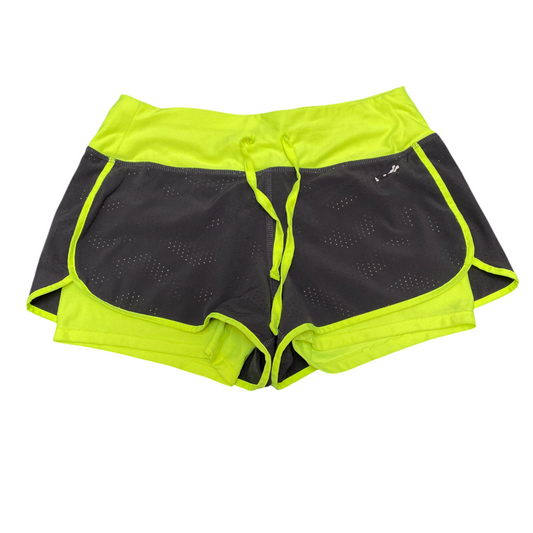 Running Shorts Womens XS Black Green Lined Elastic Waist Drawstring Stretch