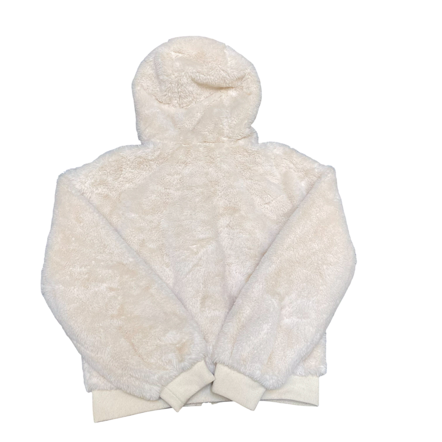 Primark Cares Faux Fur Hooded Jacket Womens XS White Lined Long Sleeve Full Zip