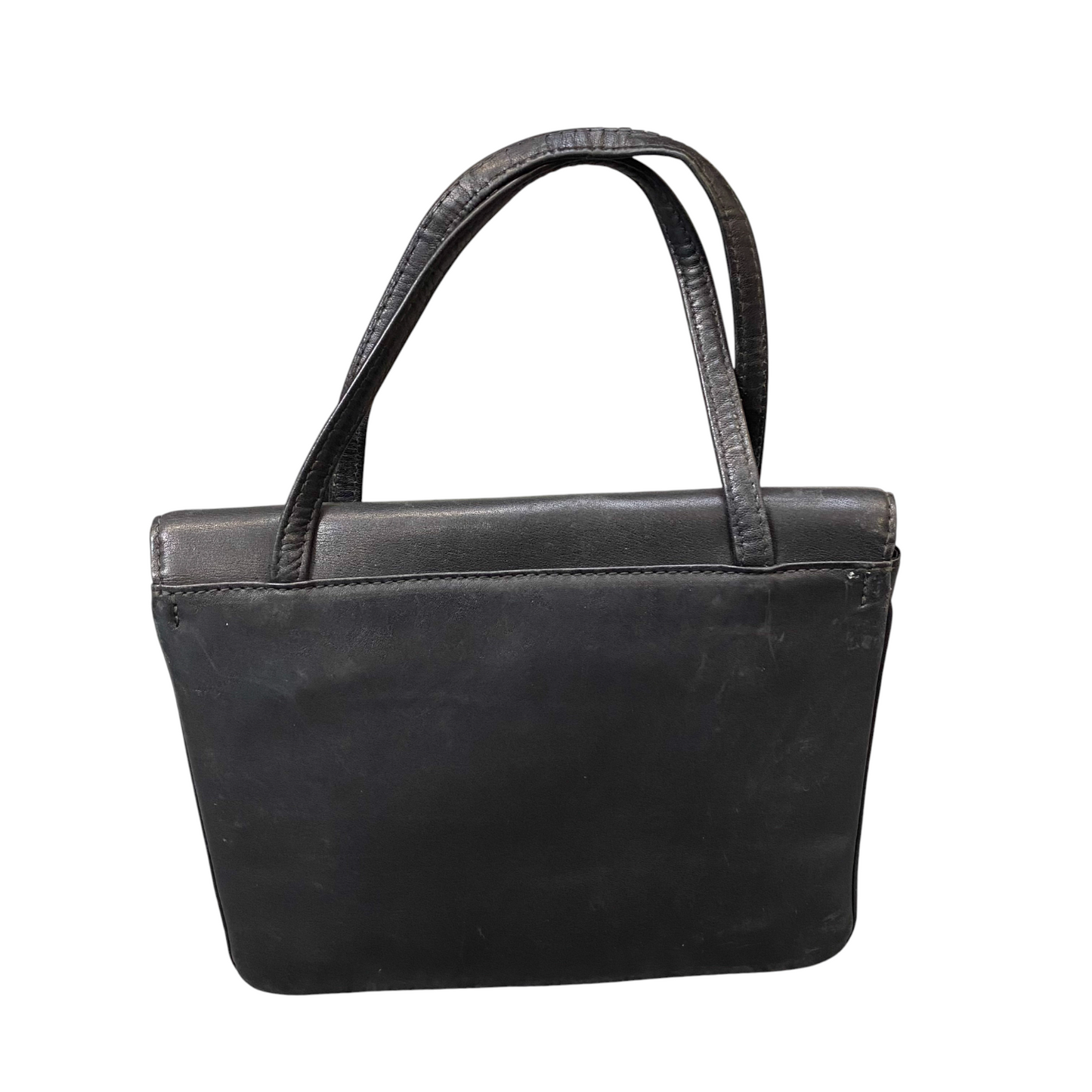 Novabell Tote Bag Womens Black Leather Magnetic Flap Closure Double Handles
