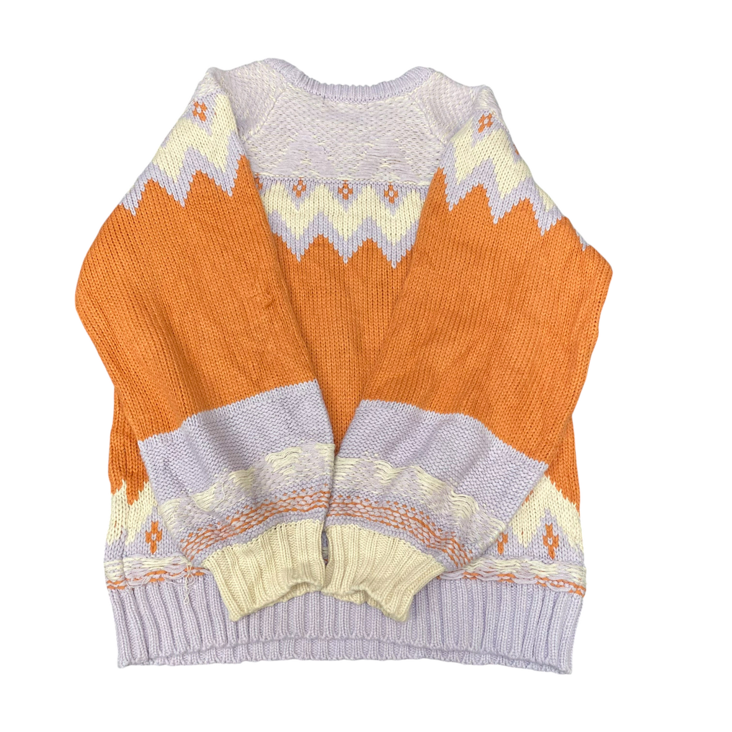 W Closet Jumper Womens Medium Orange Blue Knitted Long Sleeve Warm Pullover