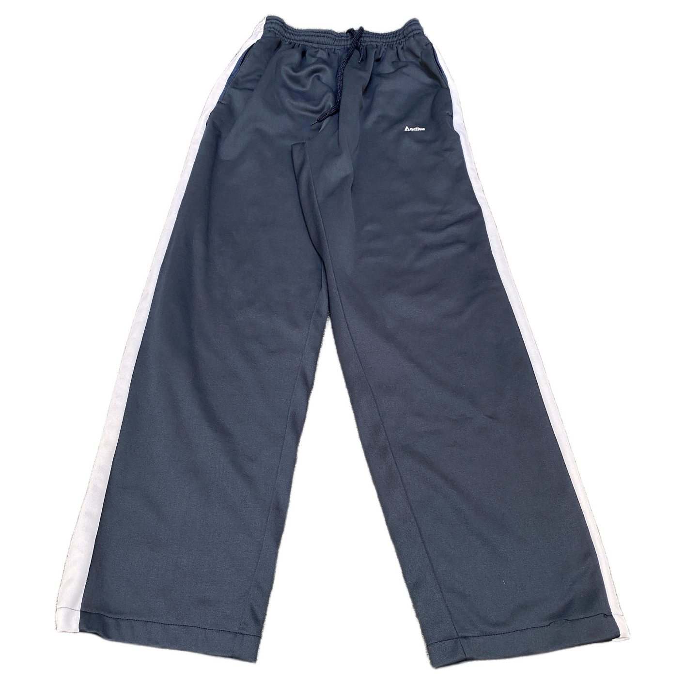 Active Joggers Fits as Womens 26" Waist Blue White Side Snap Drawstring Trousers