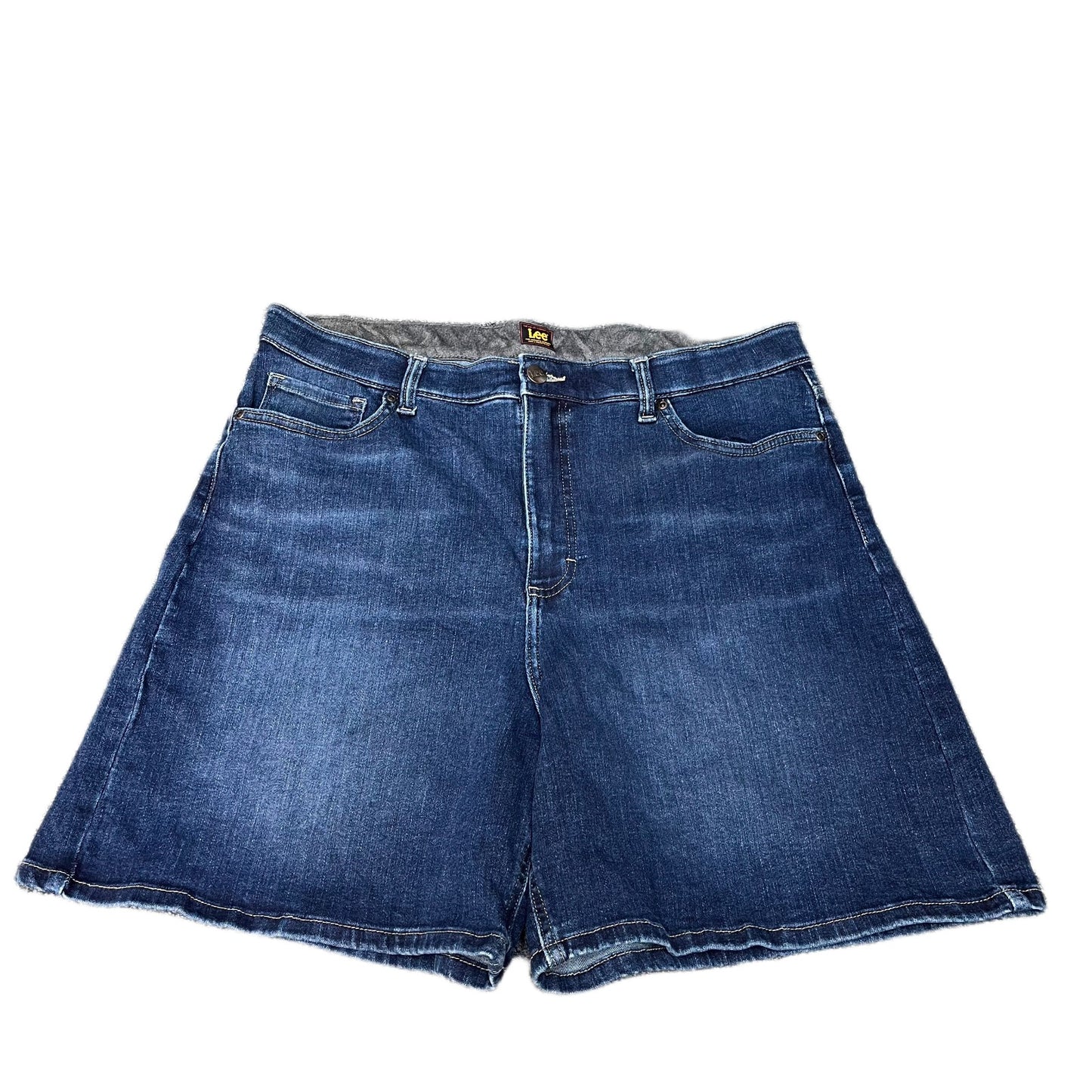 Lee Jean Shorts Fits as Womens 2XL 35" Waist Blue Denim Dark Wash Faded 5-Pocket