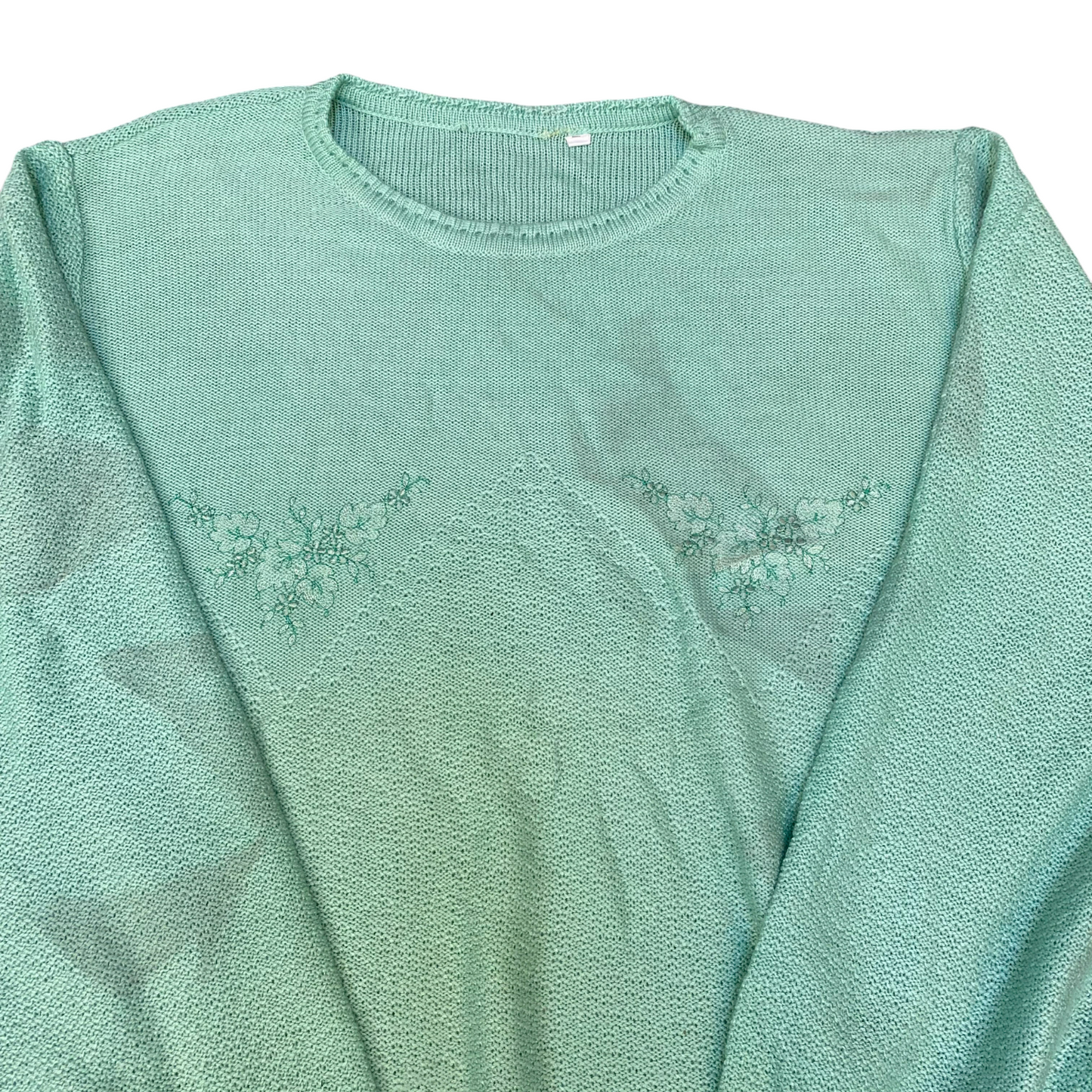 Jumper Womens Large Blue Knit Embroidered Long Sleeve Round Neck Pullover