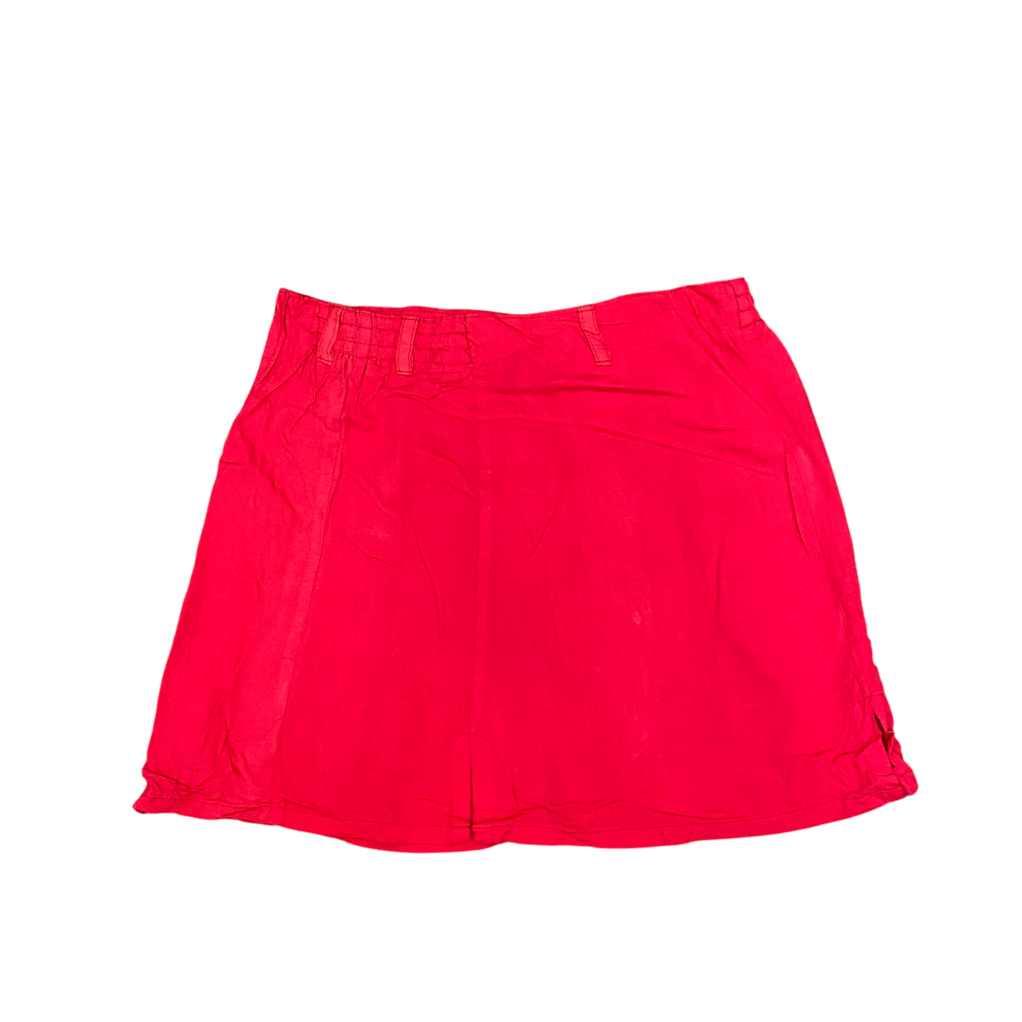 Watou Pencil Mini Skirt Womens M Red Solid Side Slit Casual Outdoor Button Fornt