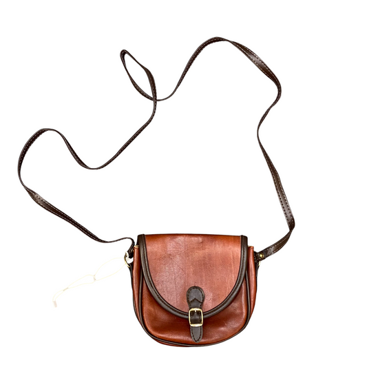 Womens Crossbody Bag Brown Leather Boho Hippie Southwestern Rare Buckle Closure