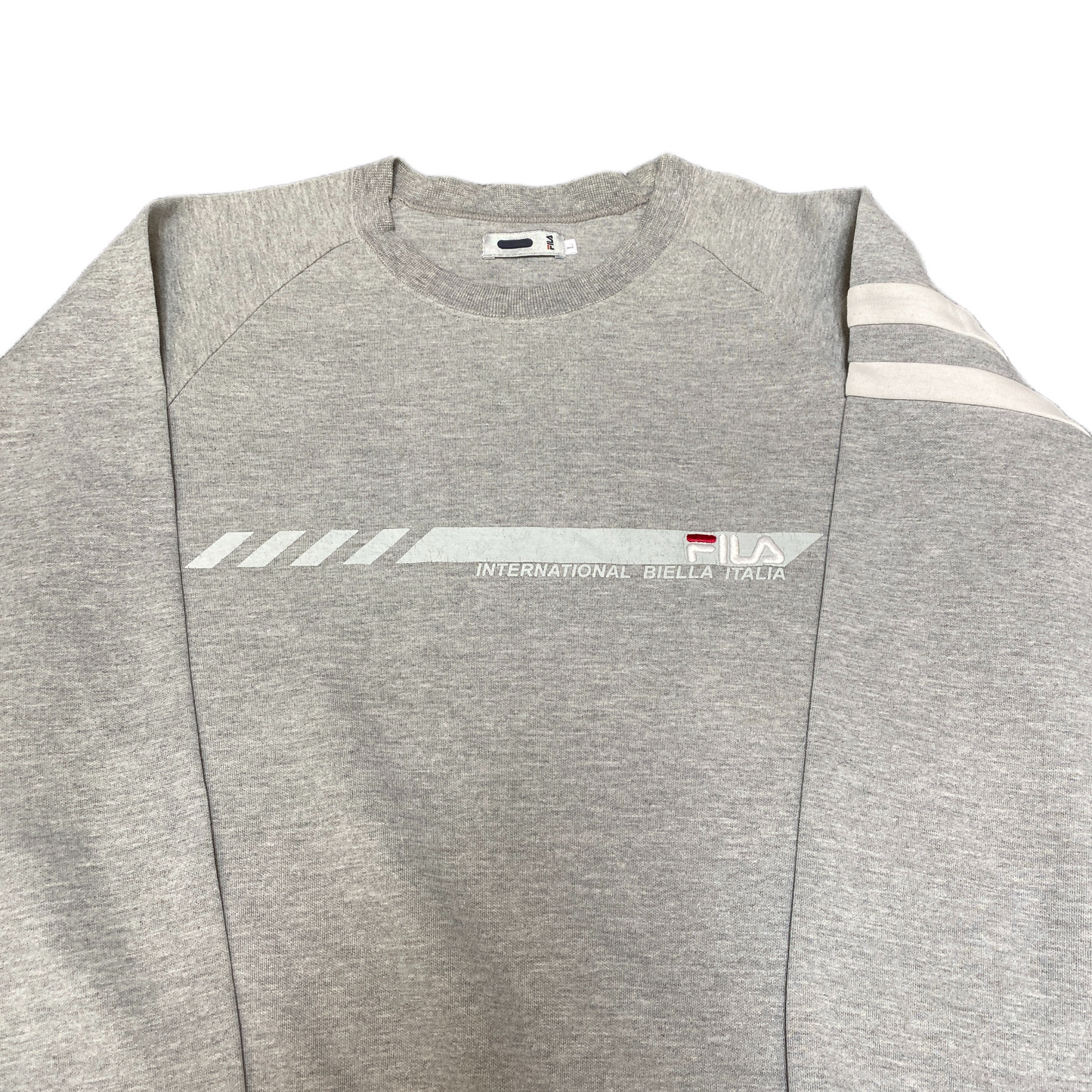 Fila Sweatshirt Mens Large Grey International Biella Italia Ribbed Hem Pullover